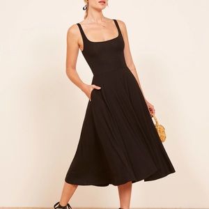 Reformation Black Midi Dress